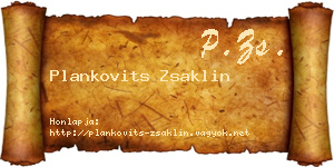 Plankovits Zsaklin névjegykártya